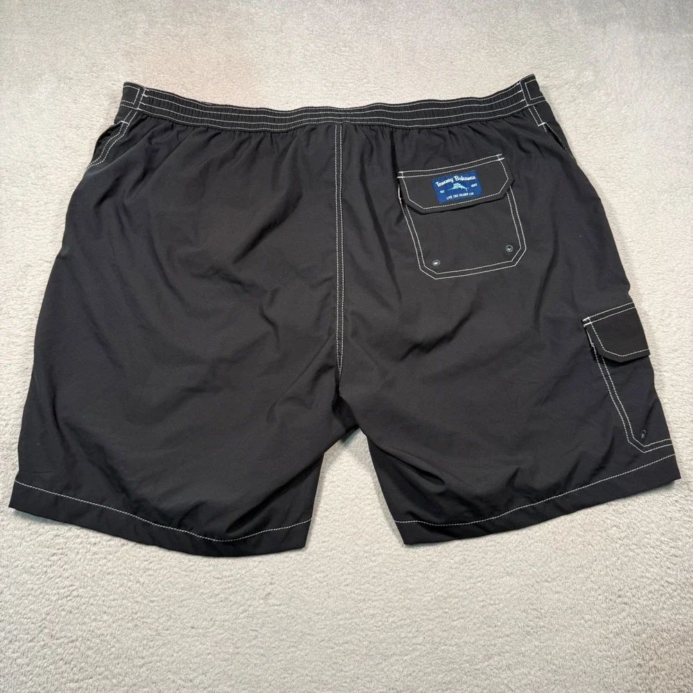 Tommy Bahama Board Shorts Mens 2XLB Black Recycled Cargo Swim Trunks Marlin Logo